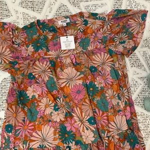 Multi color floral short sleeve dress